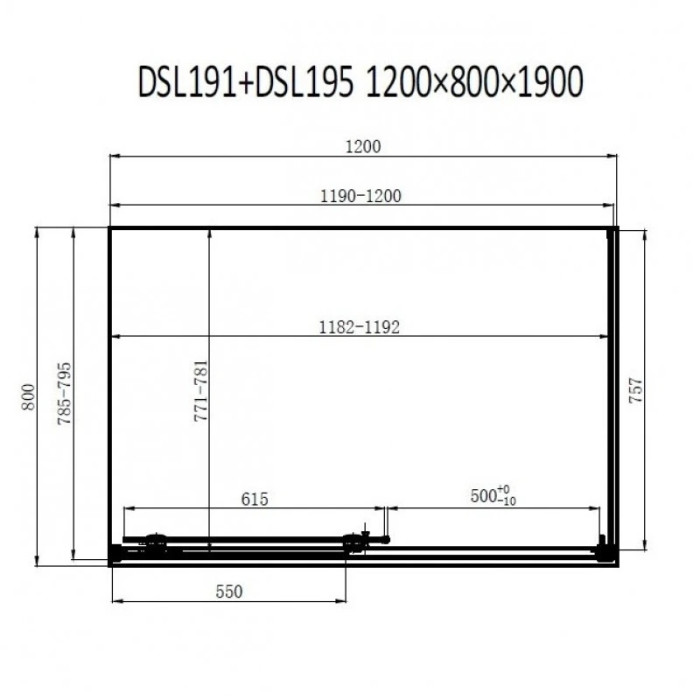 Душевая кабина Dusel DSL191+195 прозрачное 1200x800x1900