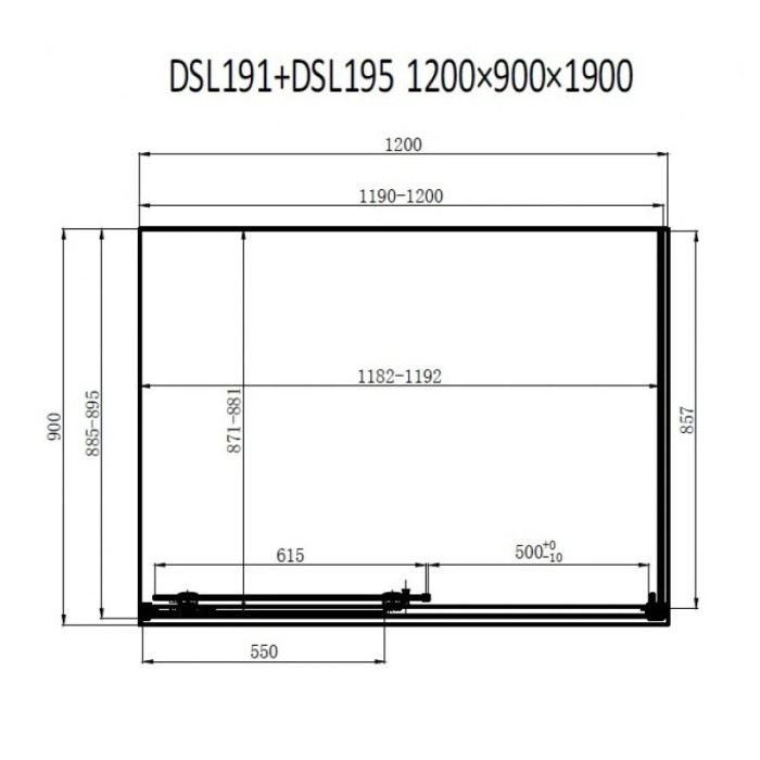 Душова кабіна Dusel DSL191+195 прозоре 1200x900x1900
