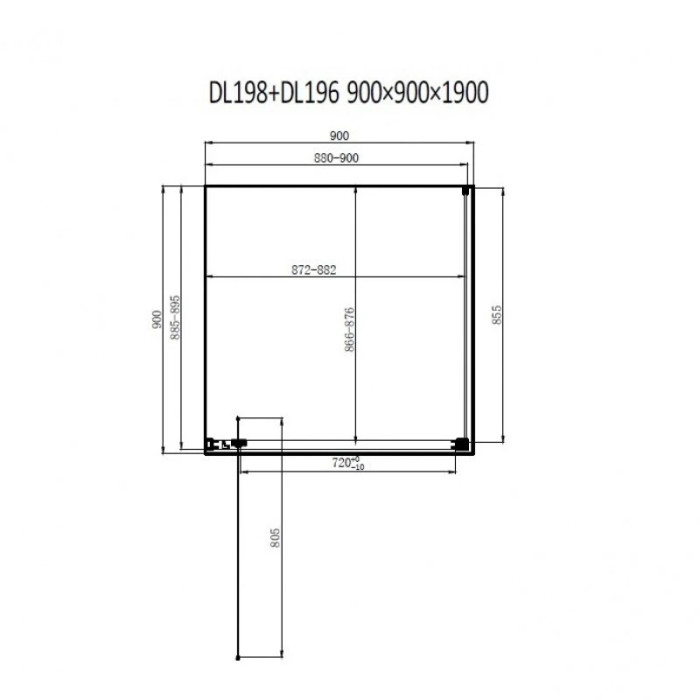 Душевая кабина Dusel DL198+DL196 Chrome прозрачное 900x900x1900