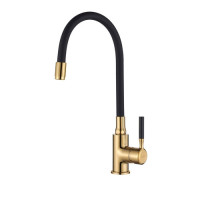 Смеситель для кухни с гибким изливом, Invena Glamour Gold, золотой, BZ-02-L17