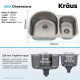 Подвійна кухонна мийка Kraus Premier™ KBU21 (748 x 495 x 233)