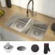 Подвійна кухонна мийка Kraus Dex™ KD1UD33B (835 x 476 x 228.6)
