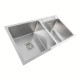 Кухонная мойка Platinum Handmade HDB 80*45 на две чаши (квадратный сифон)