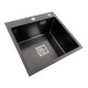 Мойка PVD Platinum Handmade HSBB 500x500x220 черная (квадратный сифон,3.0/1.0)