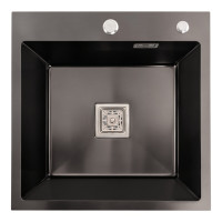 Мойка PVD Platinum Handmade HSBB 500x500x220 черная (квадратный сифон,3.0/1.0)