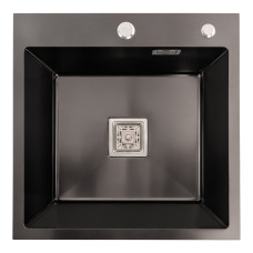 Мойка PVD Platinum Handmade HSBB 500x500x220 черная (квадратный сифон,3.0/1.0)