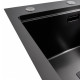 Кухонная мойка 50*50 PVD черная Platinum Handmade с подставкой для ножей