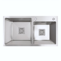 Мойка на две чаши Platinum Handmade HDB 750х410х230 (квадратный сифон, 3.0/1.0)
