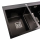 Кухонная мойка Platinum Handmade PVD HDB черная 780х480х230 на две чаши (квадратный сифон,3.0/1.0)