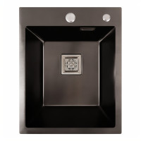 Мойка PVD черная Platinum Handmade 40*50 HSBB (квадратный сифон, 3.0,/1.0)