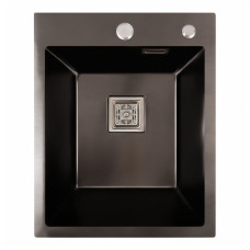 Мойка PVD черная Platinum Handmade 40*50 HSBB (квадратный сифон, 3.0,/1.0)