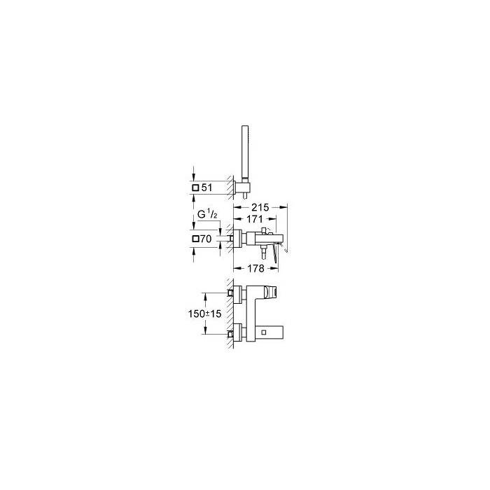 Смеситель Grohe Eurocube 23141000 для ванны