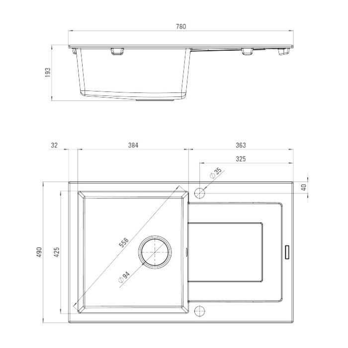 Мойка гранитная Deante Rapido ZQK 2113 (78x49)