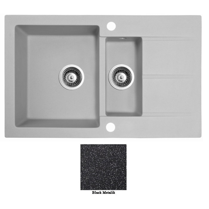 Мойка гранитная Marmorin Bario black metalic 120533012 (80x50x21)