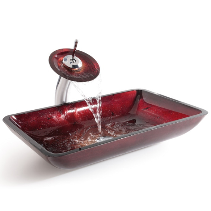 Умывальник Kraus Irruption Red GVR-200-RE-15 мм (55.5x35.2) стеклянный