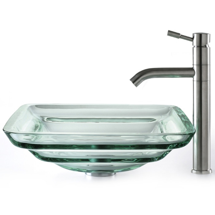 Умывальник Kraus Clear GVS-930-19 мм (45.7x45.7) стеклянный