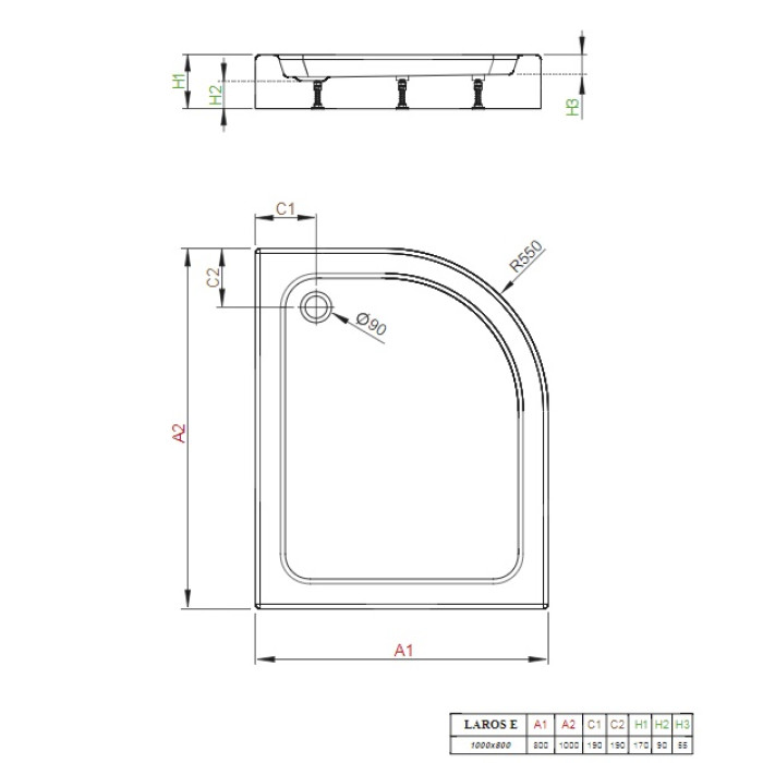 Поддон душевой Radaway Laros E 100x80 ассиметричный R SLE81017-01R