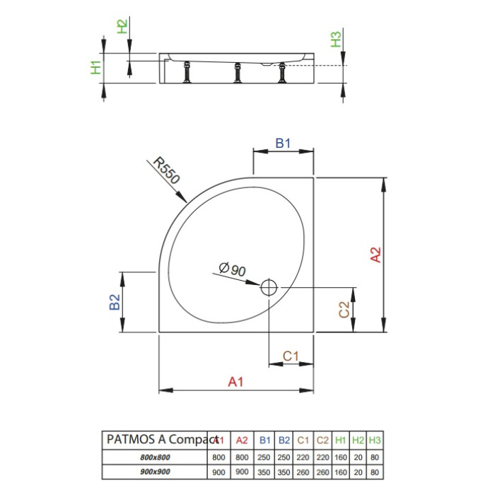 Душовий піддон Radaway Patmos A 90 Compact 4S99155-05