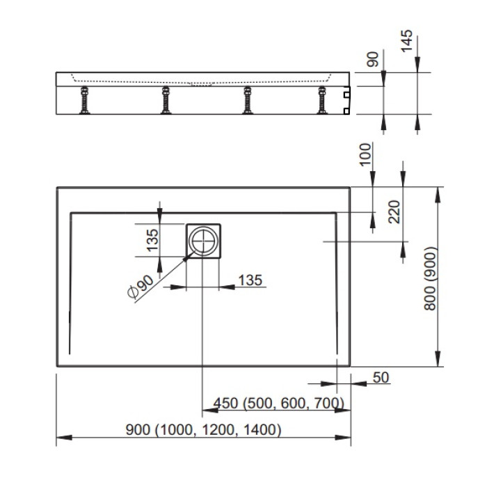 Поддон душевой Radaway Argos D80x120 на ножках 4ADN812-02