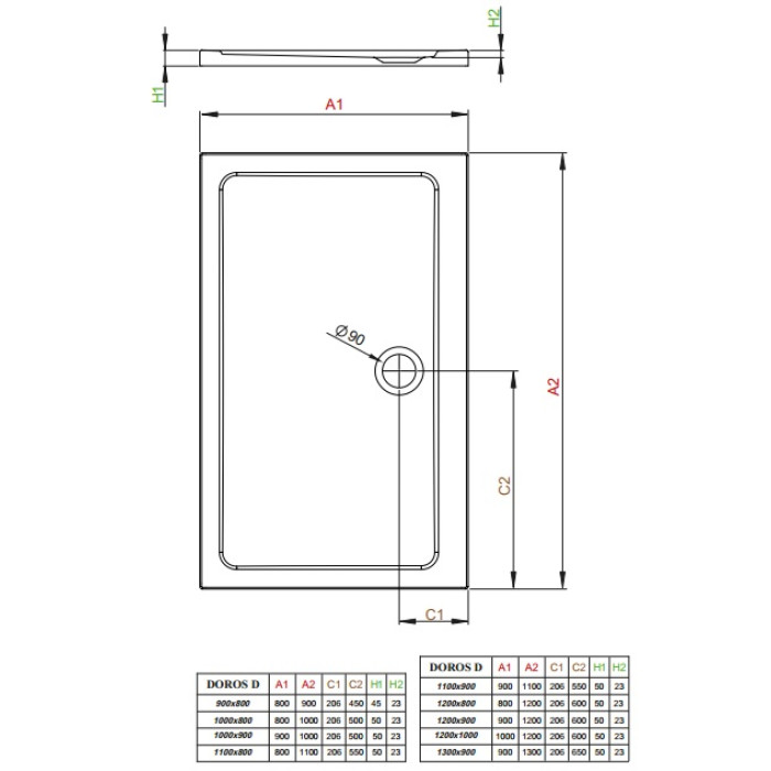 Душовий піддон Radaway Doros D 1200x800x50 білий