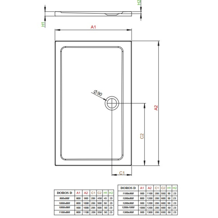 Поддон душевой Radaway Doros Plus D 120x80 (SDRPD1280-01)