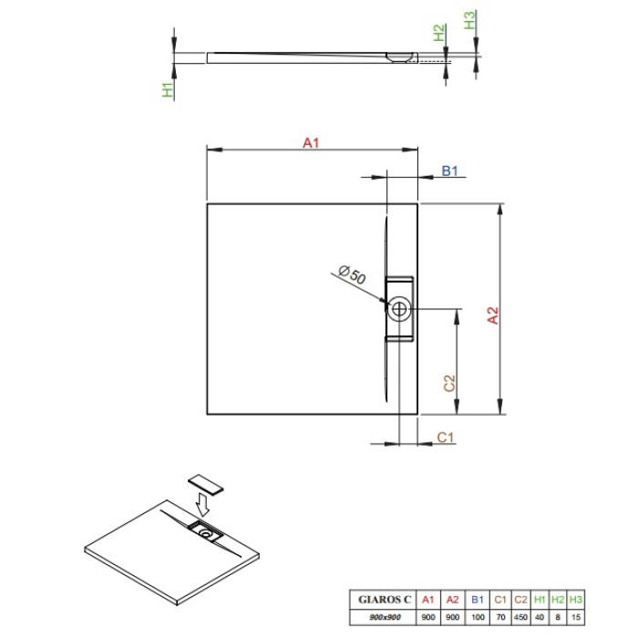 Піддон душовий Radaway Giaros C 100 кам'яний M3GRC1010