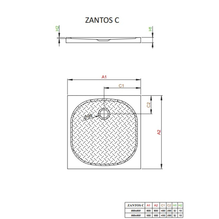 Піддон душовий Radaway Zantos C 80 кам'яний M3ZNC8080-06