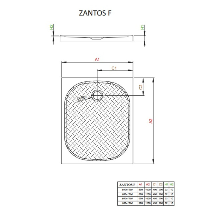 Піддон душовий Radaway Zantos F 120x80 кам'яний M3ZNF1280-06