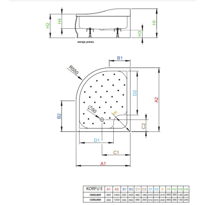 Поддон душевой Radaway Korfu E 120x90 ассиметричный R 4E91240-03R