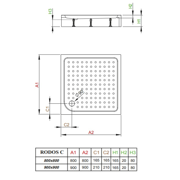 Поддон душевой Radaway Rodos С 80 квадратный 4K88155-04
