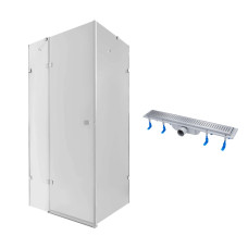 Душевая кабина Qtap Capricorn CRM1018RC6 100х80 + трап линейный Dry FB304-600 з сухим затвором та нержавіючою решіткою