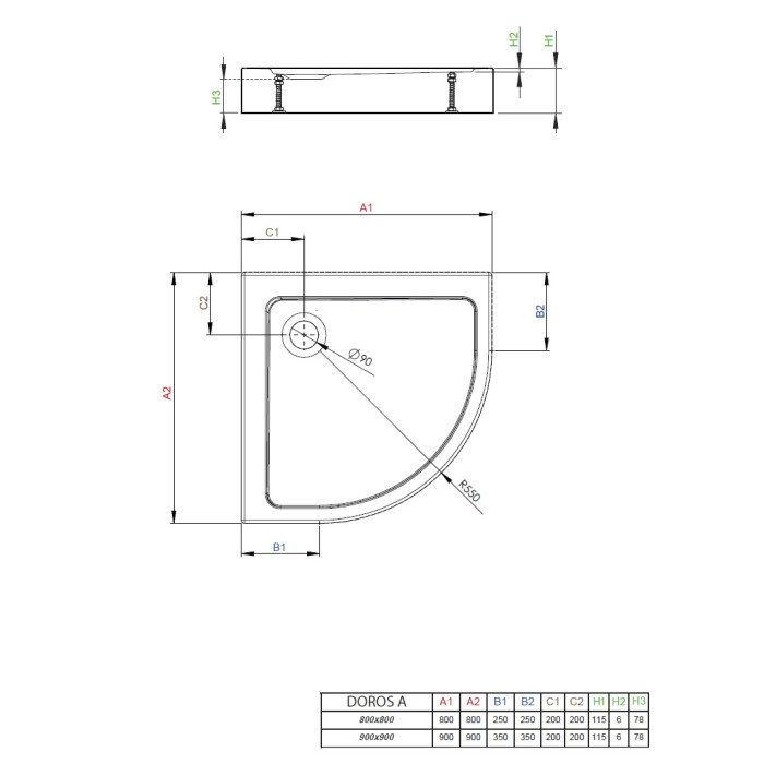 Душевой поддон Radaway Doros A Compact 800x800x115 белый