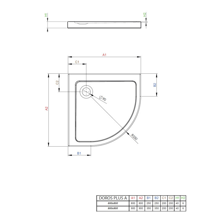 Душевой поддон Radaway Doros Plus A 800x800x45 белый