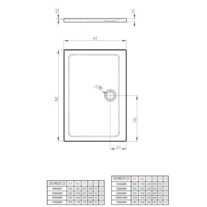 Душовий піддон Radaway Doros D 1200x800x50 Stone білий