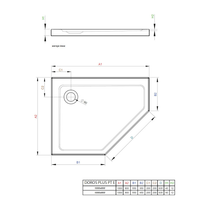 Душовий піддон Radaway Doros Plus PT E 1000Lx800x40 білий